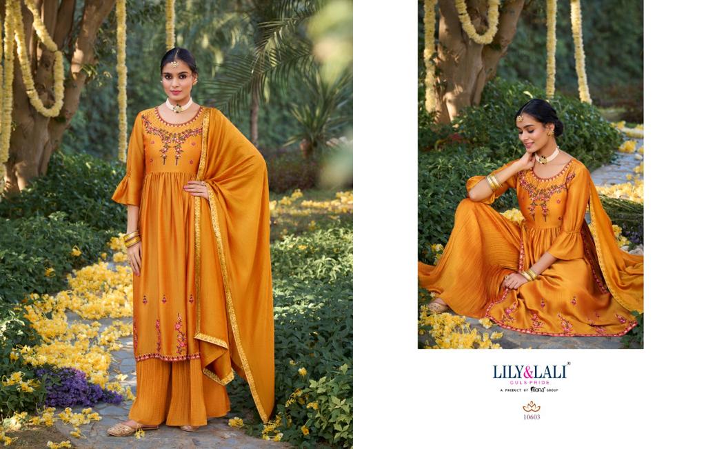 lily and lali aafreen Silk regal look top bottom with dupatta catalog