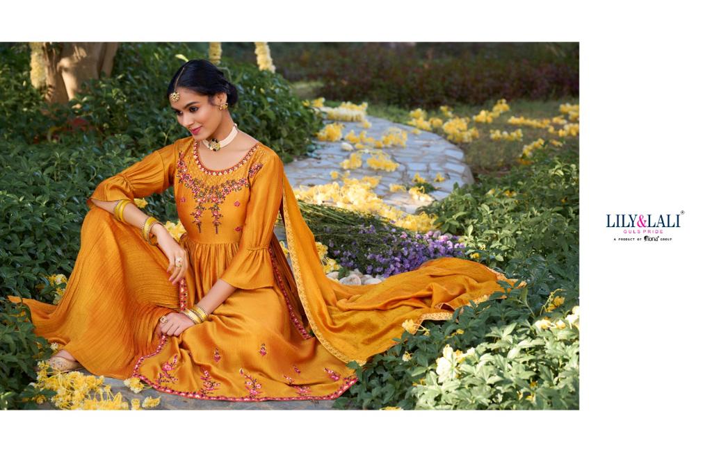 lily and lali aafreen Silk regal look top bottom with dupatta catalog