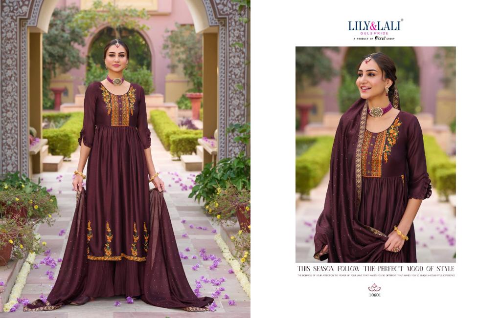 lily and lali aafreen Silk regal look top bottom with dupatta catalog