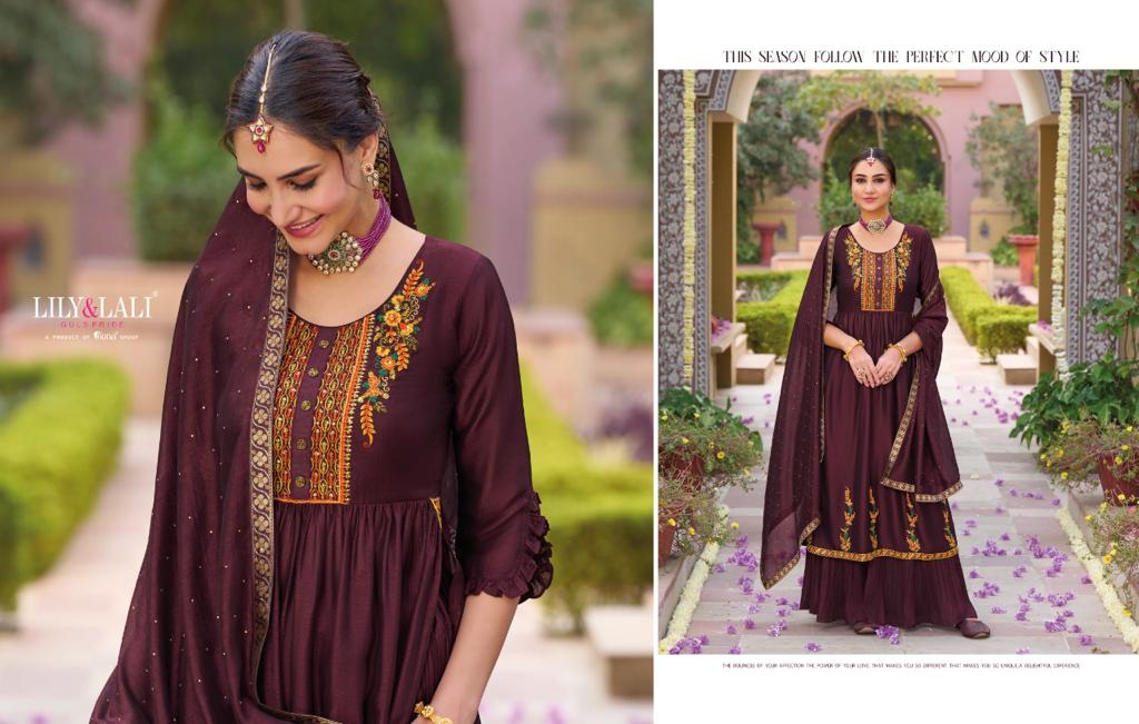 lily and lali aafreen Silk regal look top bottom with dupatta catalog