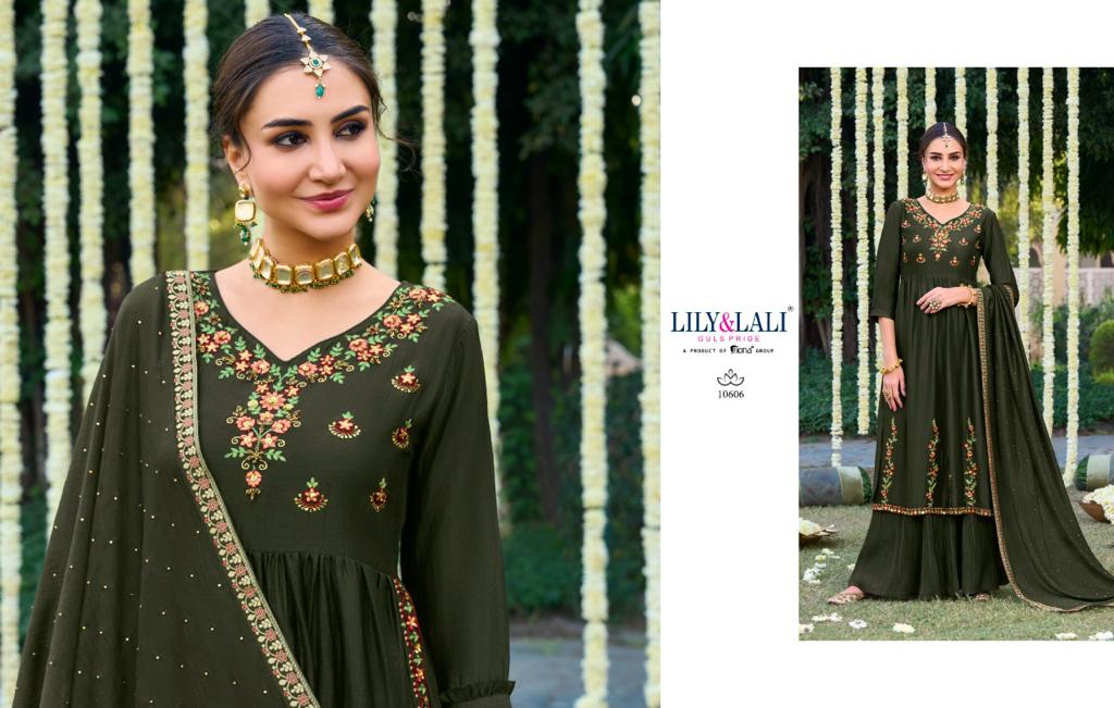 lily and lali aafreen Silk regal look top bottom with dupatta catalog