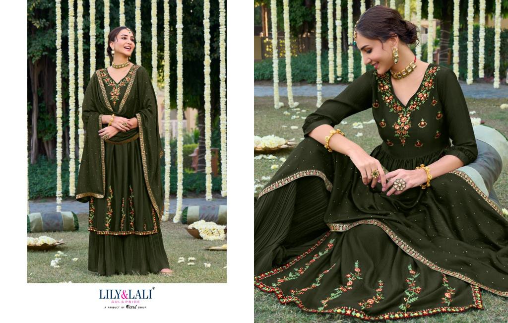 lily and lali aafreen Silk regal look top bottom with dupatta catalog