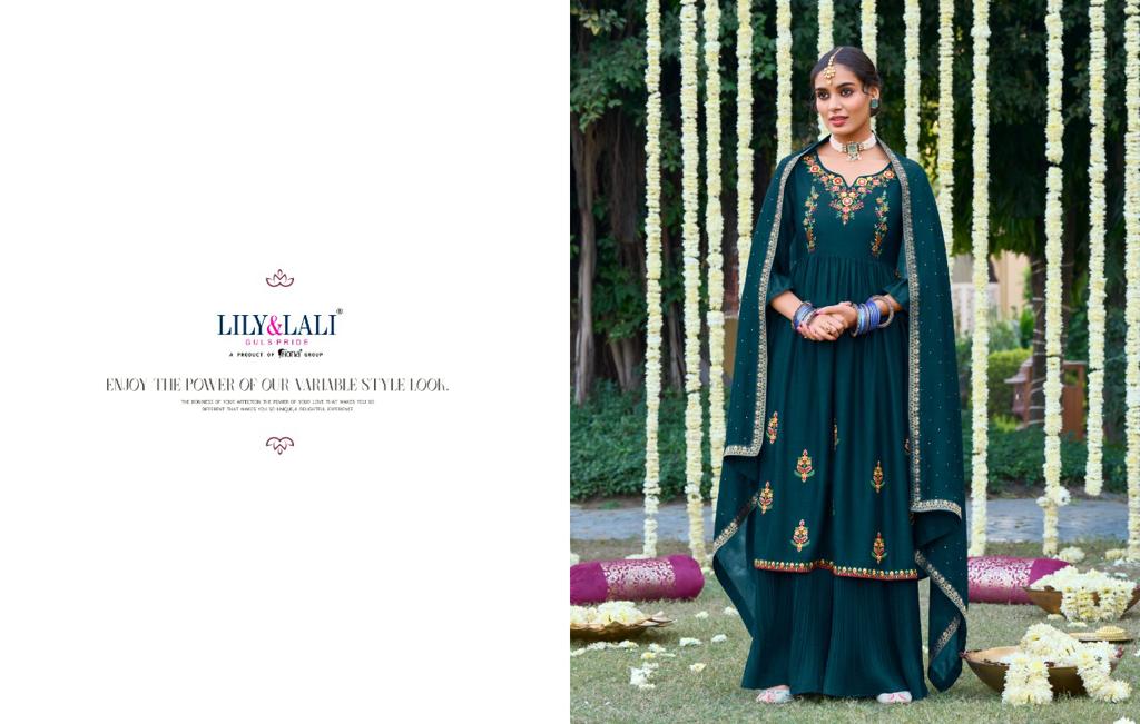 lily and lali aafreen Silk regal look top bottom with dupatta catalog