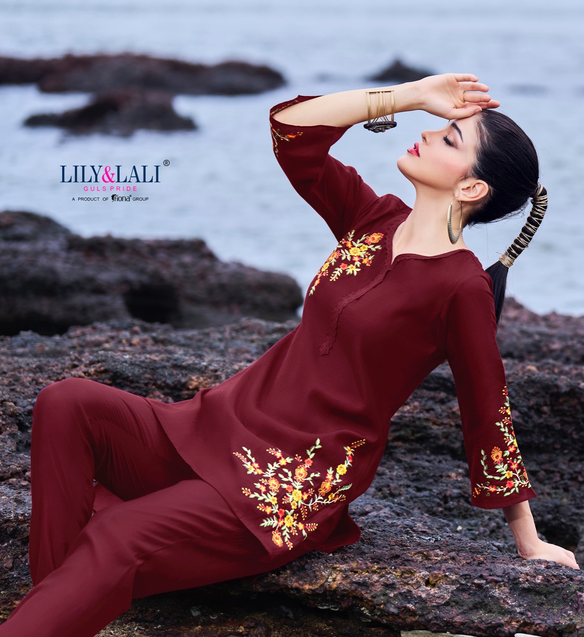 lily and lali marvel Fabric Natural Silk gorgeous look top bottom catalog