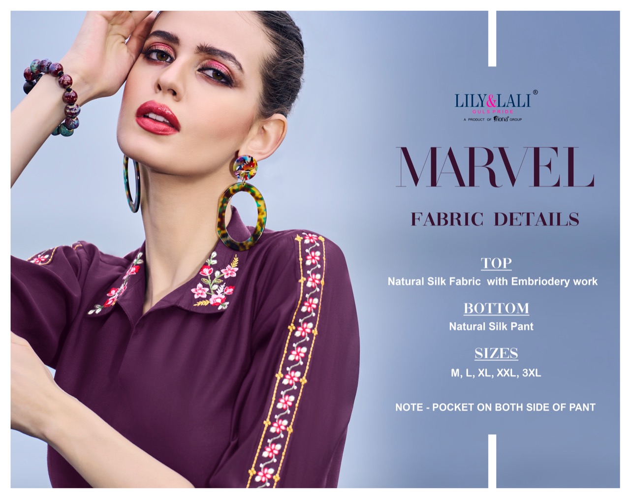 lily and lali marvel Fabric Natural Silk gorgeous look top bottom catalog