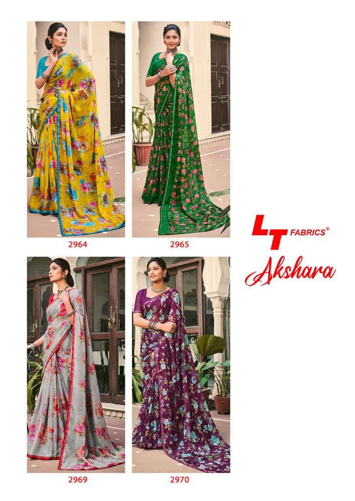 lt fashion akshara chiffon exclusive print saree catalog