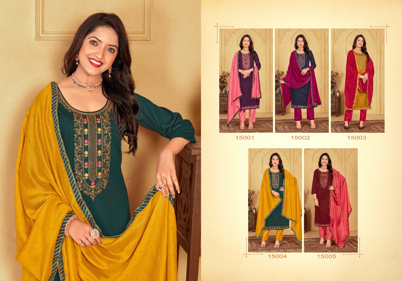 panch ratna gunjita jam silk asstonising salwar suit catalog