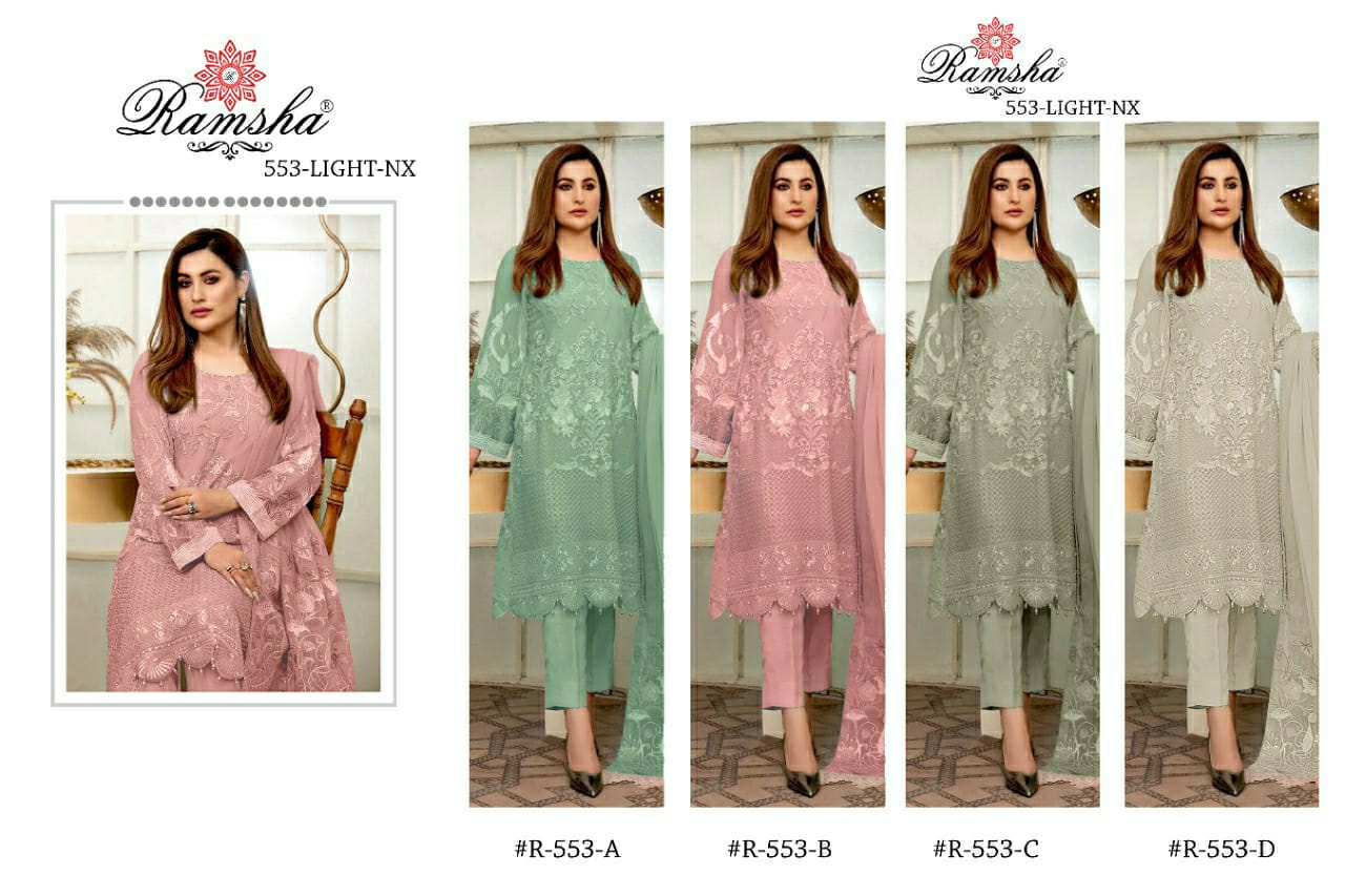 ramsha ramsha r 553 nx georgette catchy look salwar suit catalog