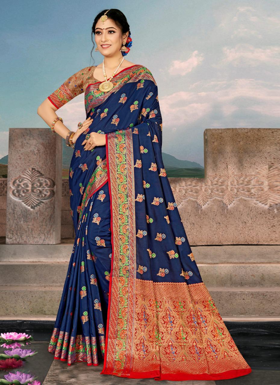 sangam print anushka silk elegant look saree catalog