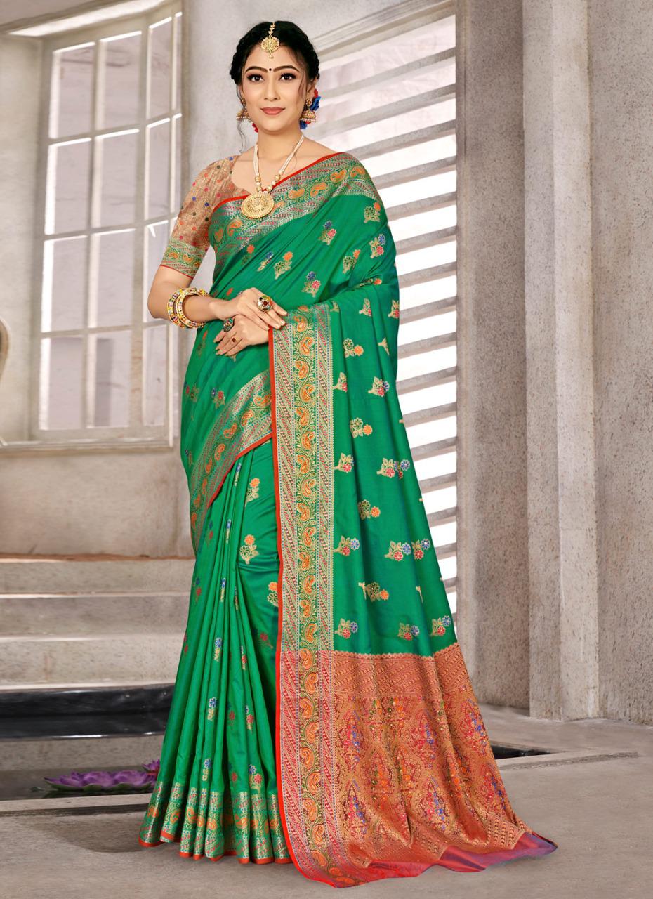 sangam print anushka silk elegant look saree catalog