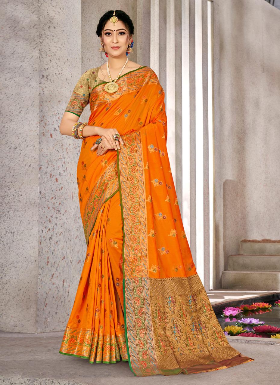 sangam print anushka silk elegant look saree catalog