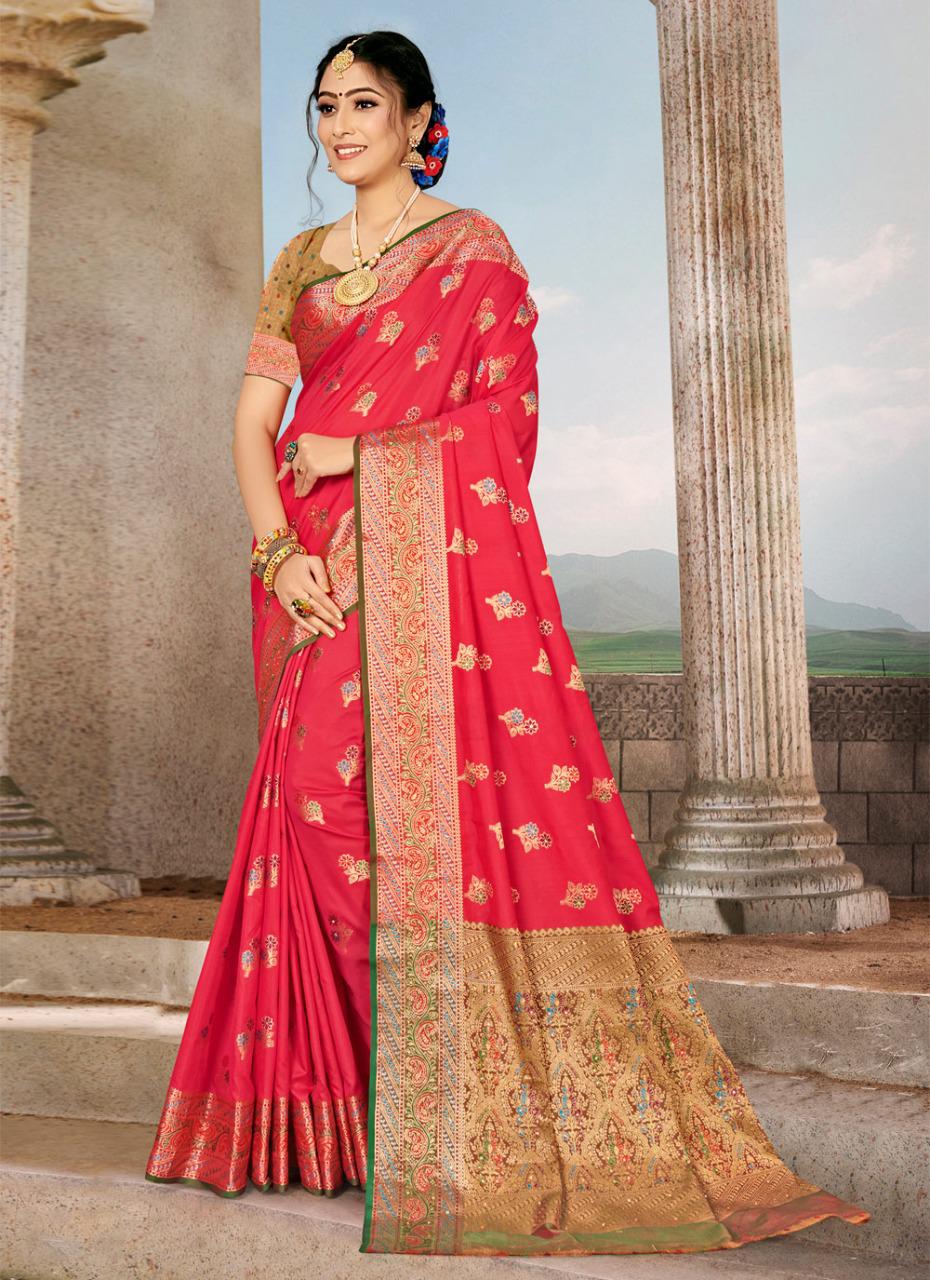 sangam print anushka silk elegant look saree catalog