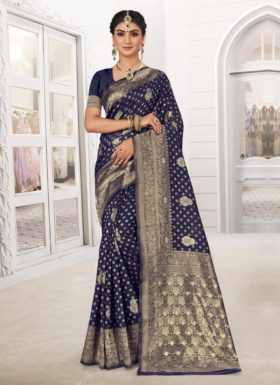 sangam print janshin silk regal look saree catalog