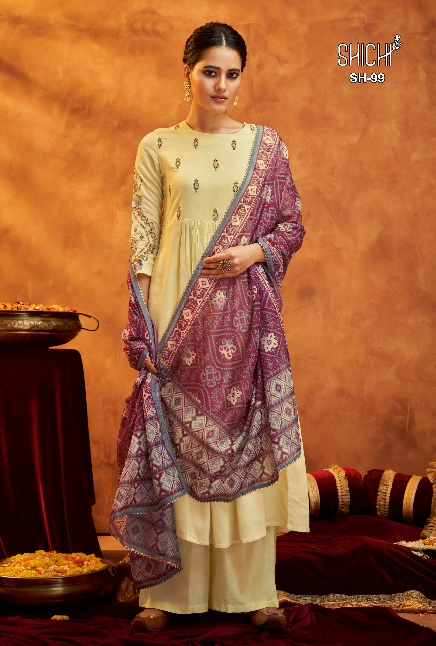 shichi reet viscose silk elegant look top bottom with dupatta catalog