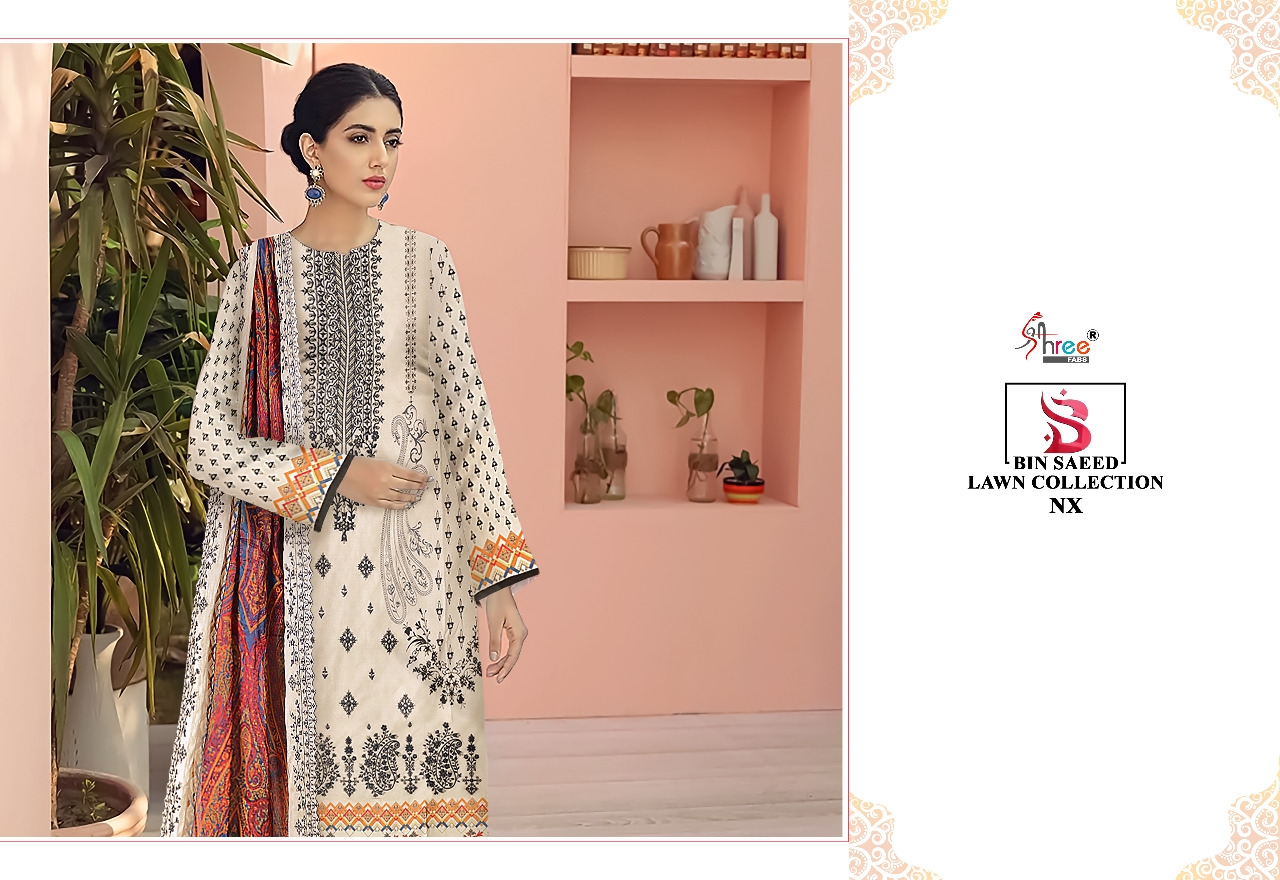 shree fab bin saeed lawn collection nx pure lawn inovative look salwar suit catalog