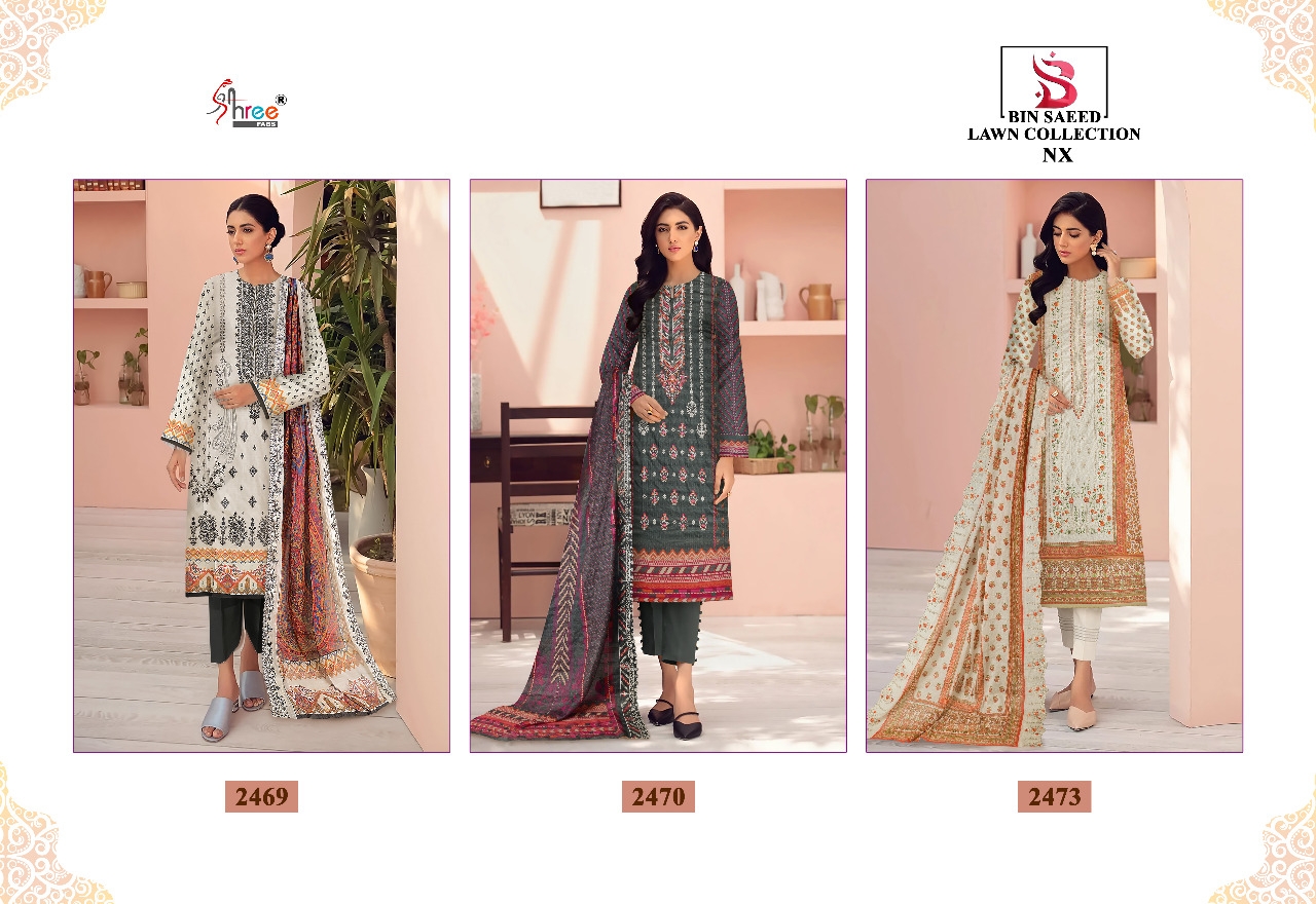 shree fab bin saeed lawn collection nx pure lawn inovative look salwar suit catalog