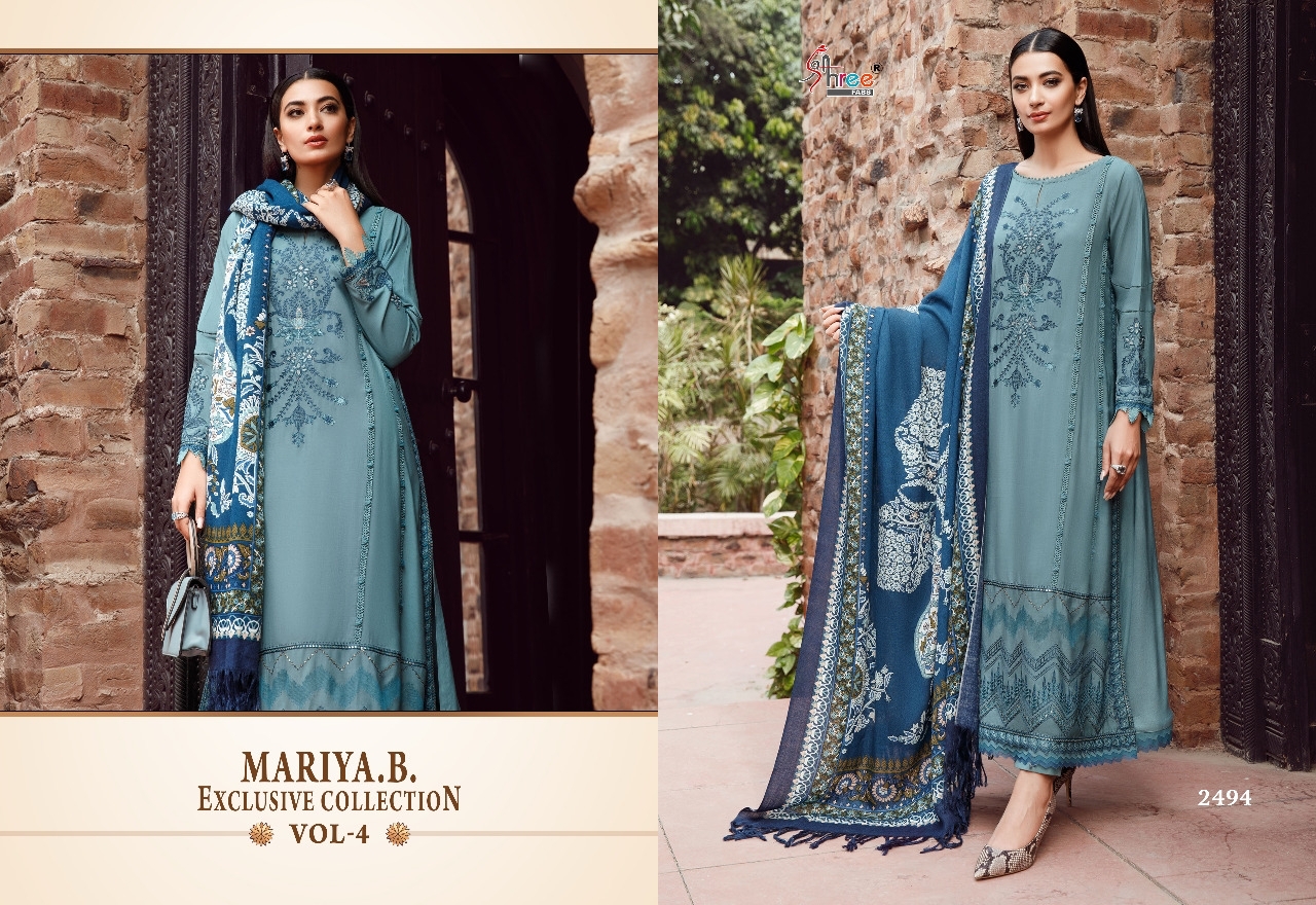 shree fab maria b exclusive collection vol 4 reyon elegant salwar suit with cotton dupatta catalog