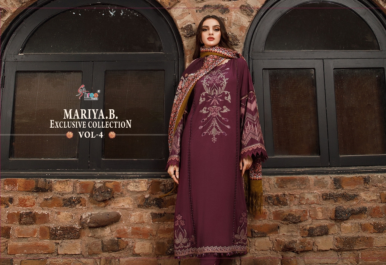 shree fab maria b exclusive collection vol 4 reyon elegant salwar suit with cotton dupatta catalog