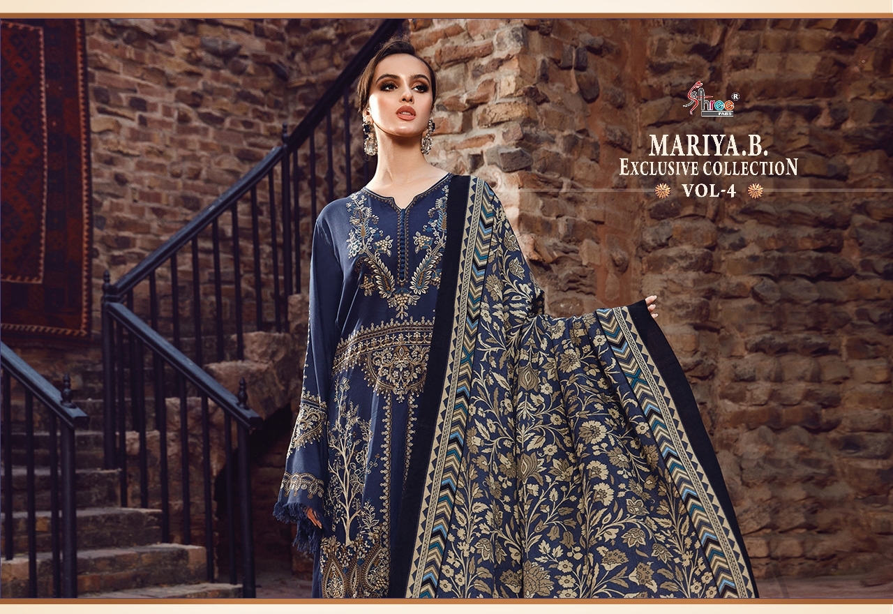 shree fab maria b exclusive collection vol 4 reyon elegant salwar suit with cotton dupatta catalog