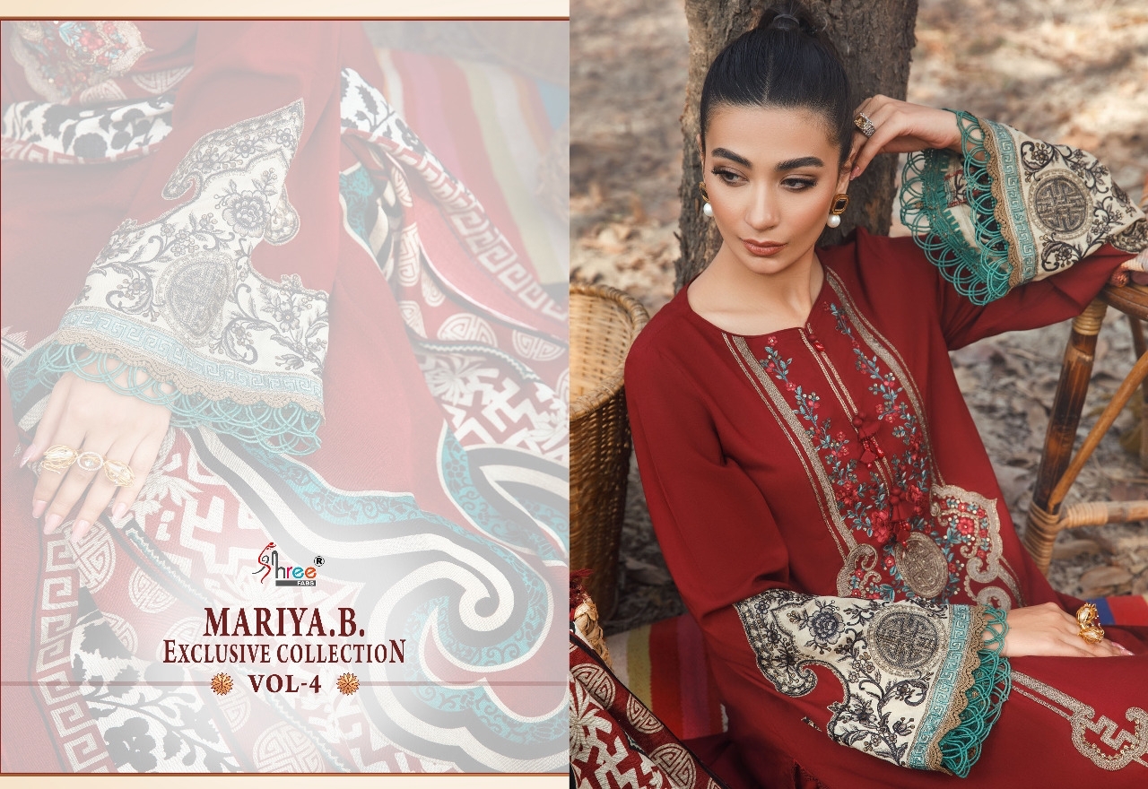 shree fab maria b exclusive collection vol 4 reyon elegant salwar suit with cotton dupatta catalog