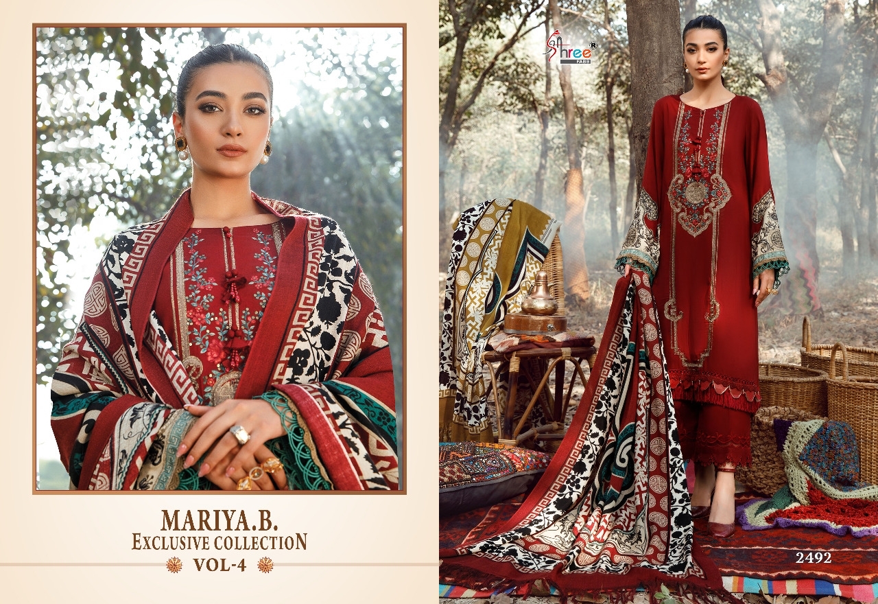 shree fab maria b exclusive collection vol 4 reyon regal look salwar suit with siffon dupatta catalog