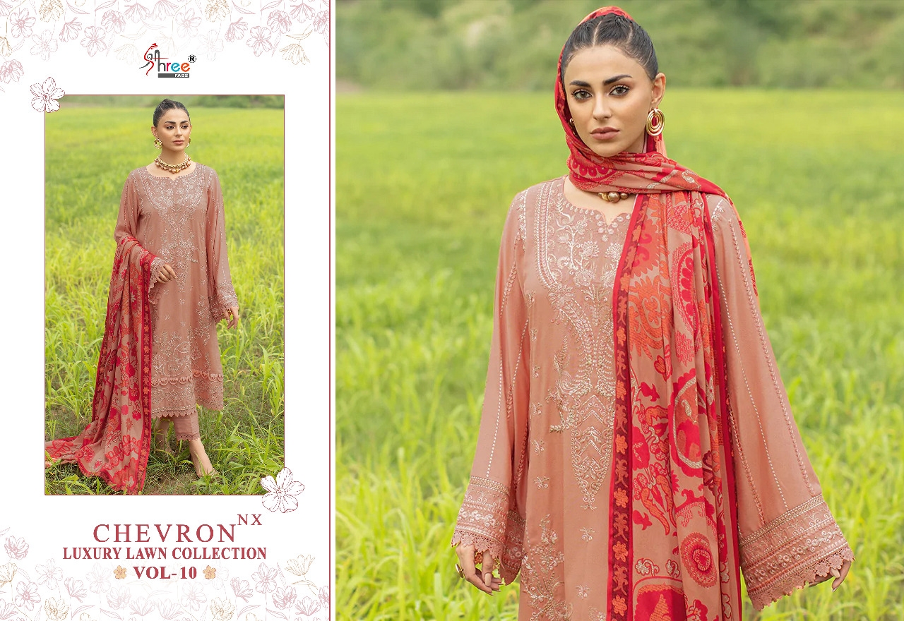 shree fabs chevron luxury lawn collection vol 10 nx cotton elegant  salwar suit with cotton dupatta catalog