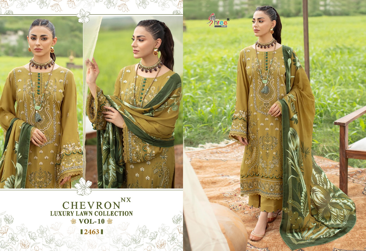 shree fabs chevron luxury lawn collection vol 10 nx cotton elegant  salwar suit with cotton dupatta catalog