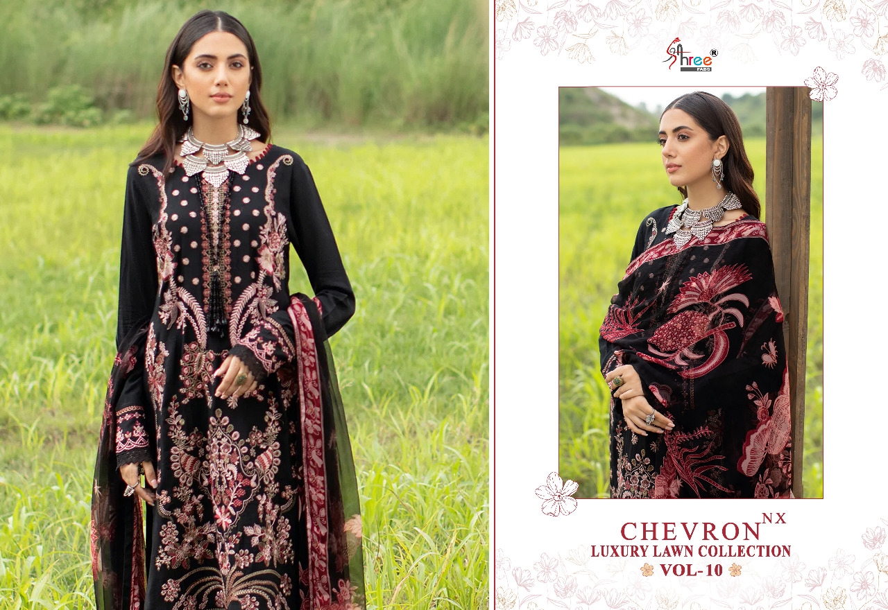 shree fabs chevron luxury lawn collection vol 10 nx cotton elegant  salwar suit with cotton dupatta catalog