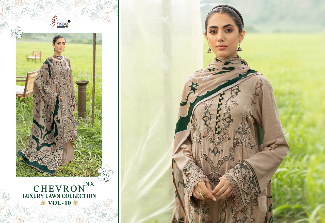 shree fabs chevron luxury lawn collection vol 10 nx cotton elegant  salwar suit with cotton dupatta catalog