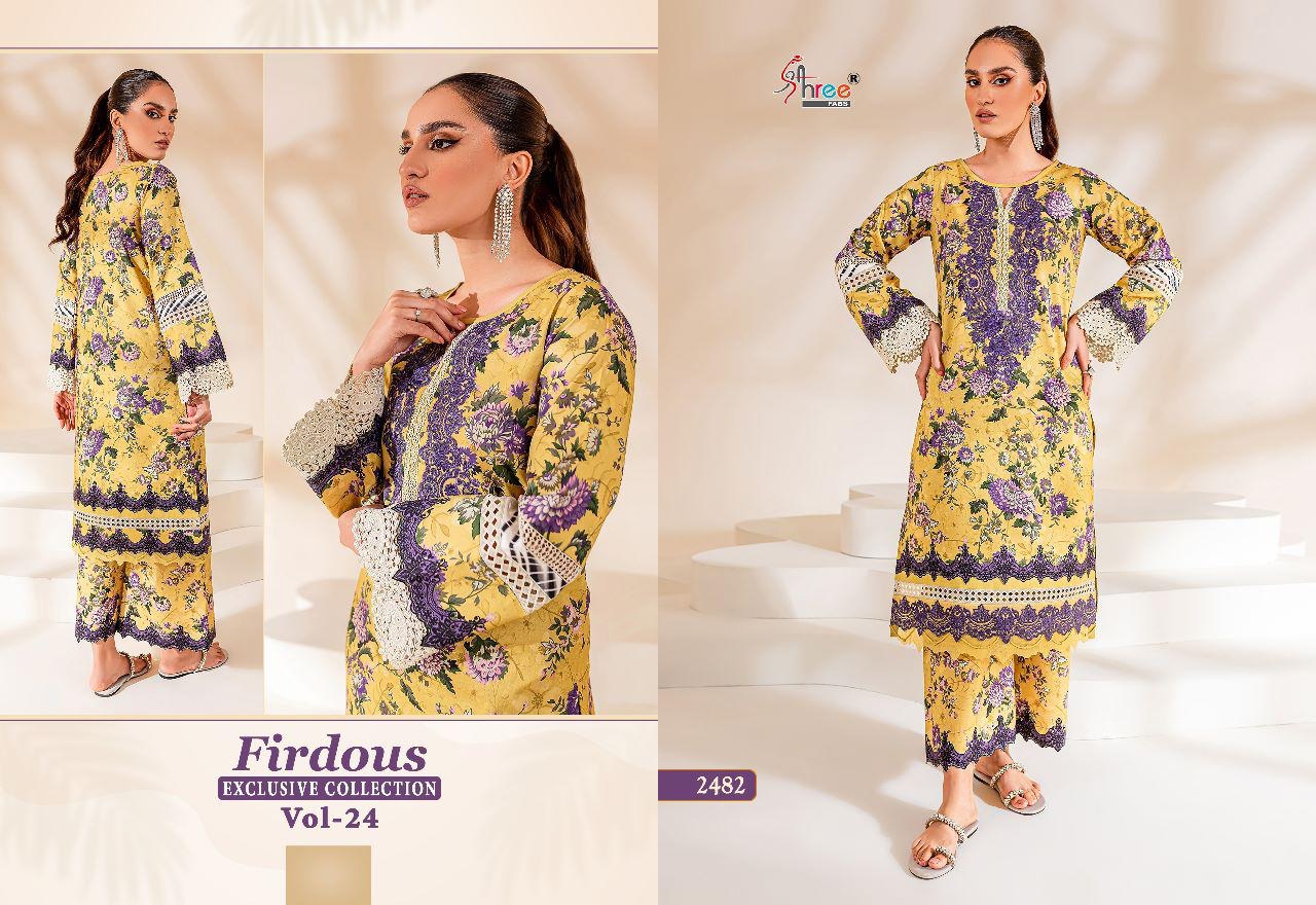 shree fabs firdous exclusive collection vol 24 cotton decent look salwar suit with cotton dupatta catalog