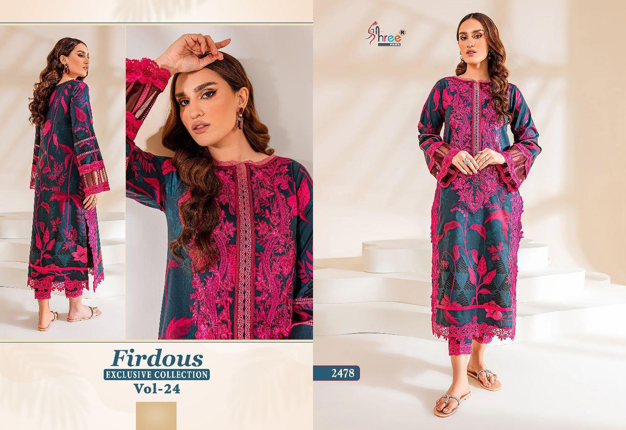 shree fabs firdous exclusive collection vol 24 cotton decent look salwar suit with cotton dupatta catalog