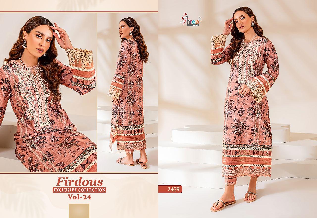 shree fabs firdous exclusive collection vol 24 cotton decent look salwar suit with cotton dupatta catalog