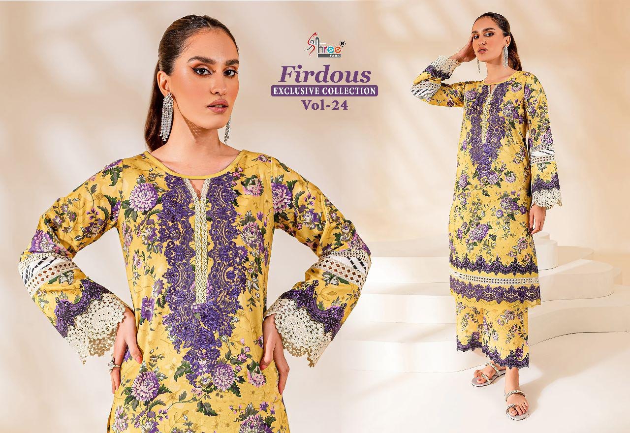 shree fabs firdous exclusive collection vol 24 cotton decent look salwar suit with cotton dupatta catalog