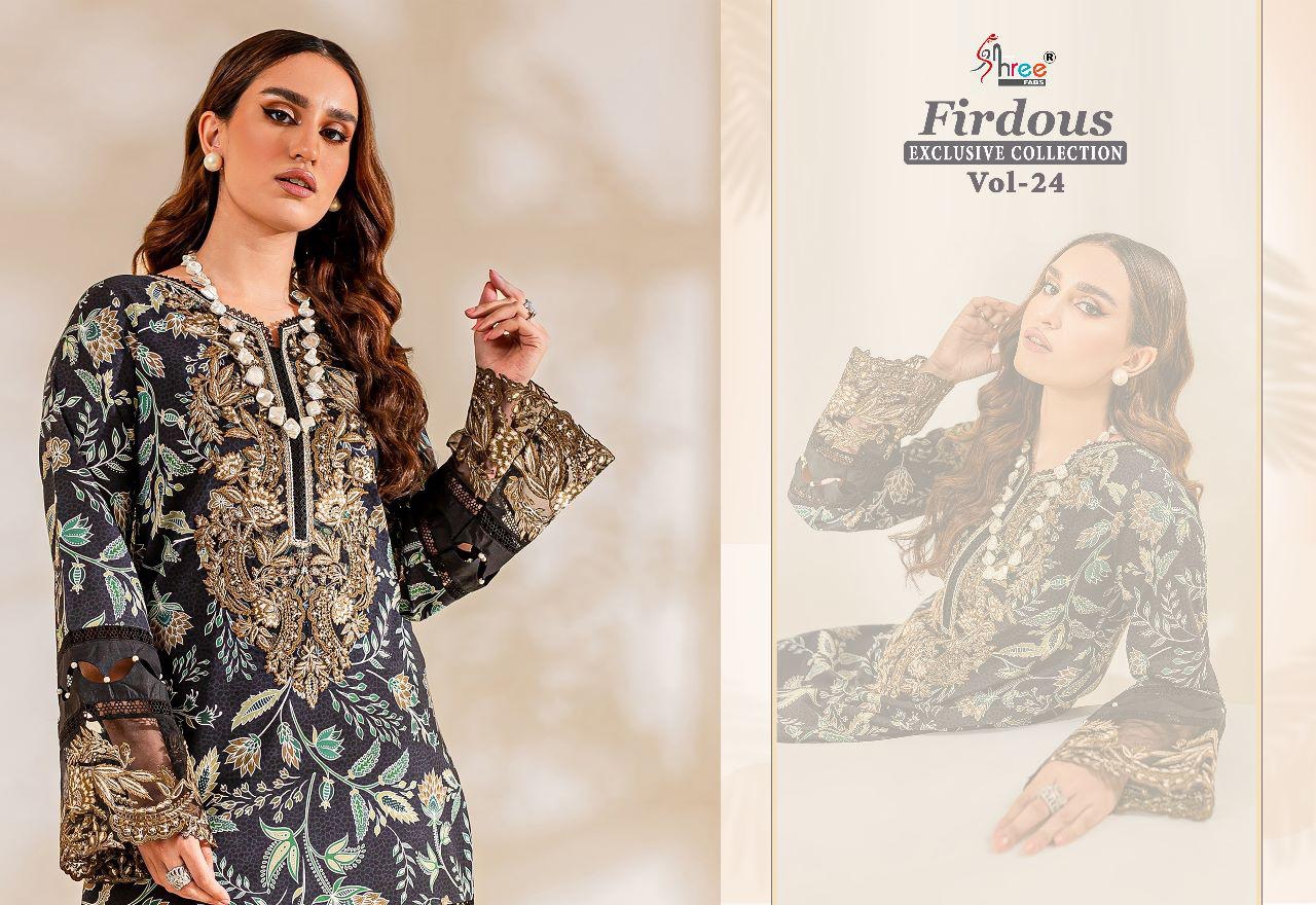 shree fabs firdous exclusive collection vol 24 cotton decent look salwar suit with cotton dupatta catalog