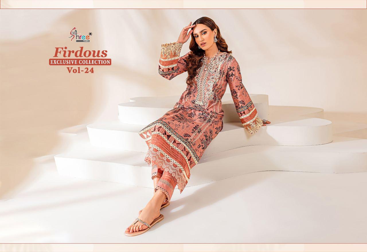 shree fabs firdous exclusive collection vol 24 cotton decent look salwar suit with cotton dupatta catalog