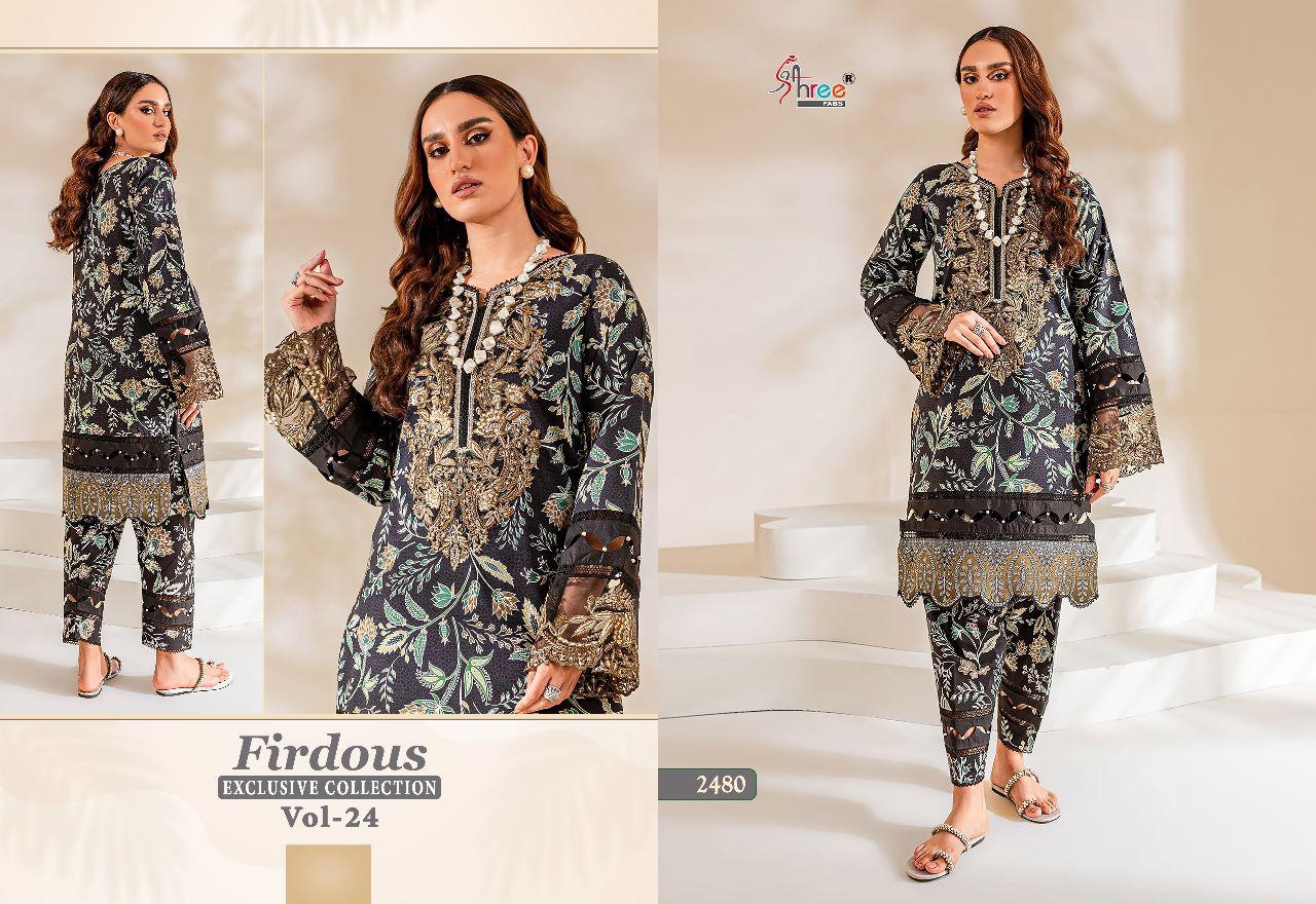 shree fabs firdous exclusive collection vol 24 cotton innovative look salwar suit with chiffon dupatta catalog