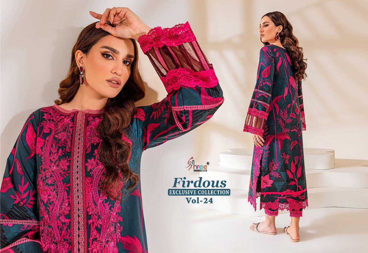 shree fabs firdous exclusive collection vol 24 cotton innovative look salwar suit with chiffon dupatta catalog