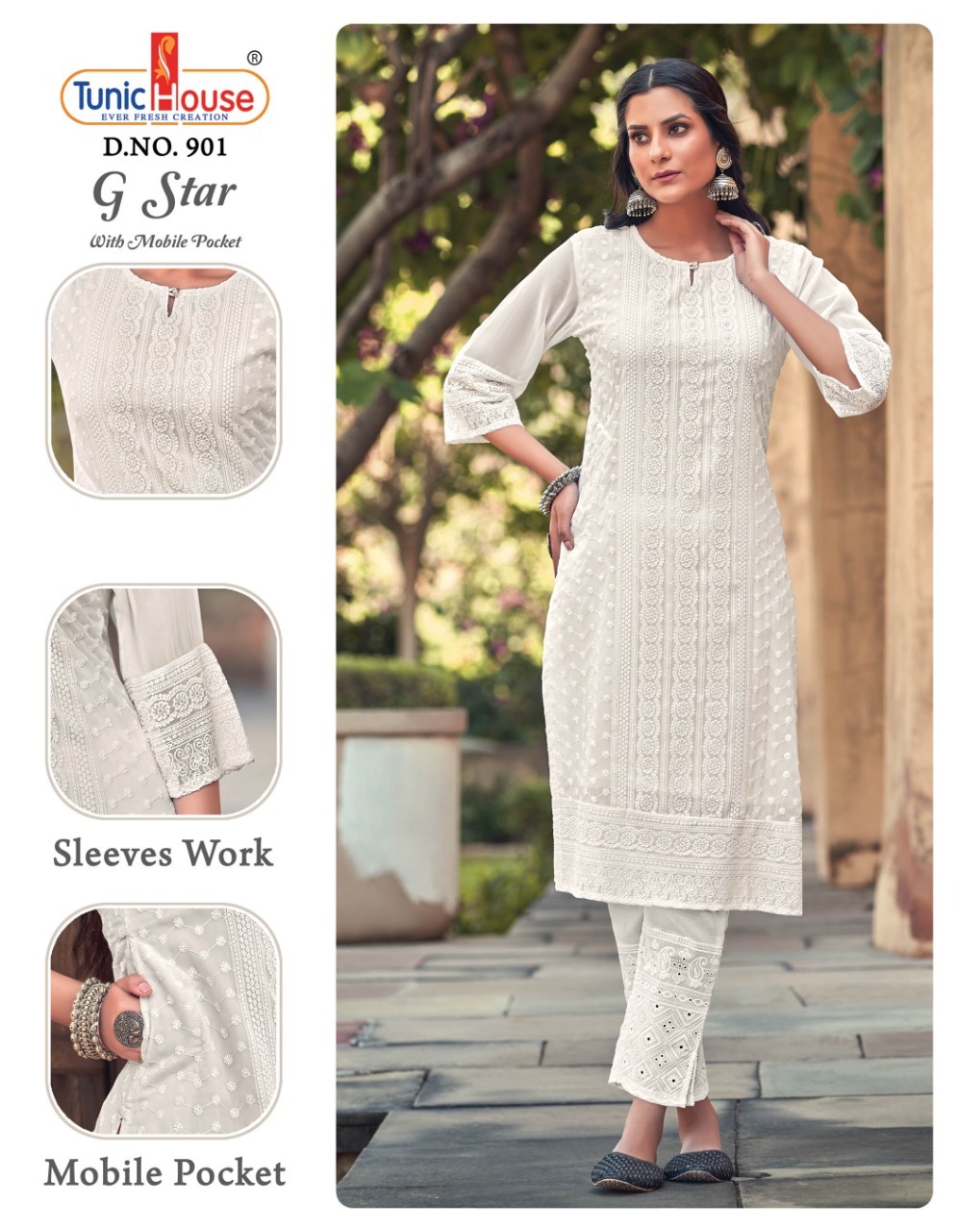 tunic house g star georgette elegant look kurti size set