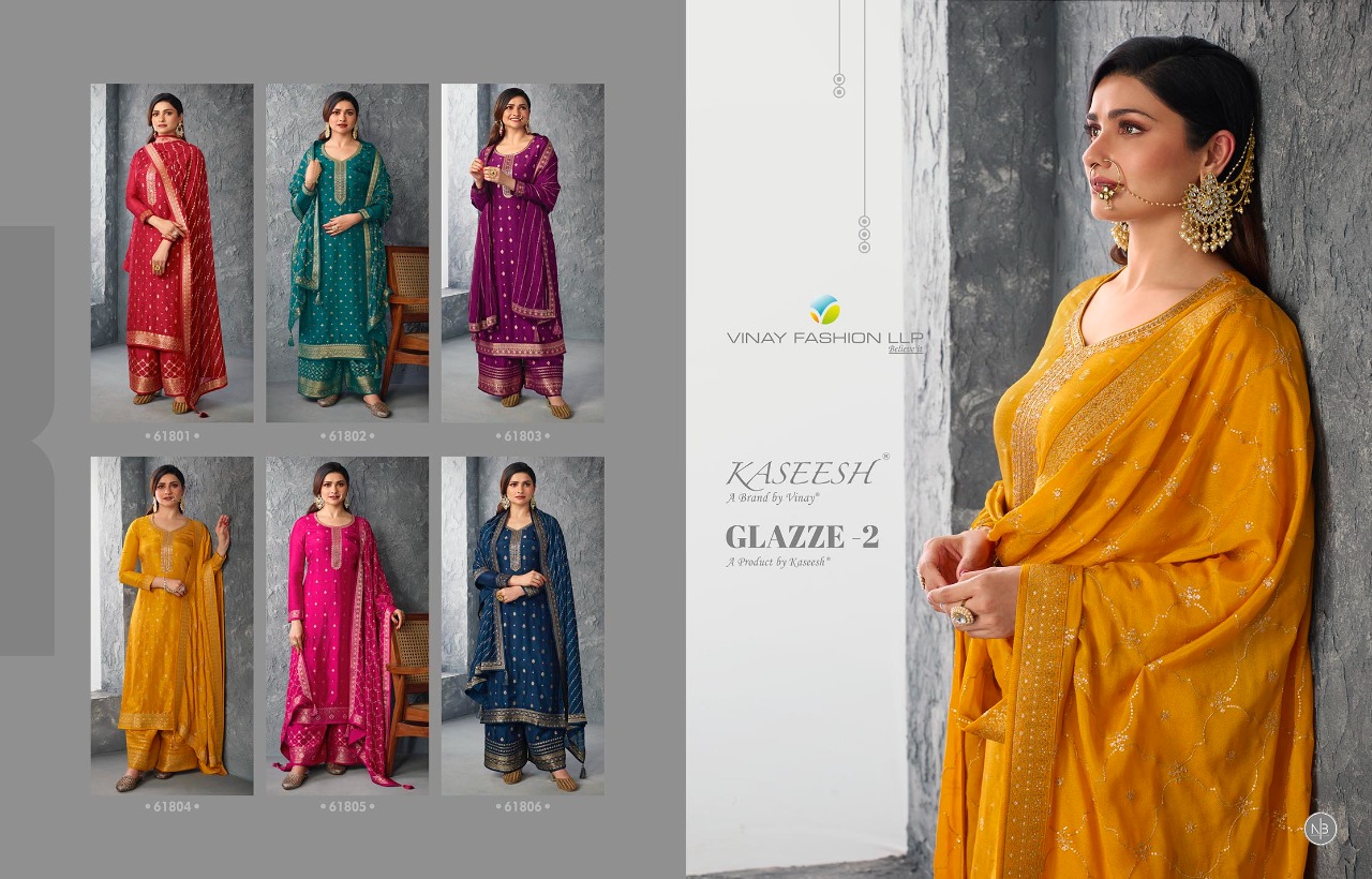 vinay fashion kaseesh glazze 2 dola jacouard festive look salwar suit catalog