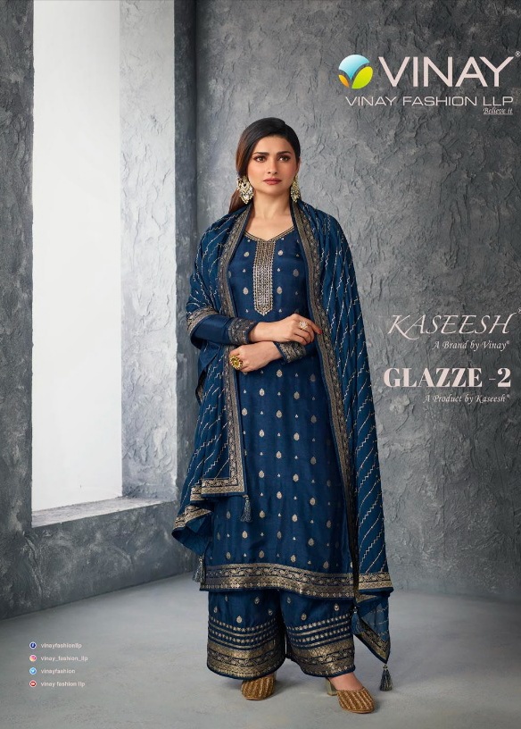 vinay fashion kaseesh glazze 2 dola jacouard festive look salwar suit catalog