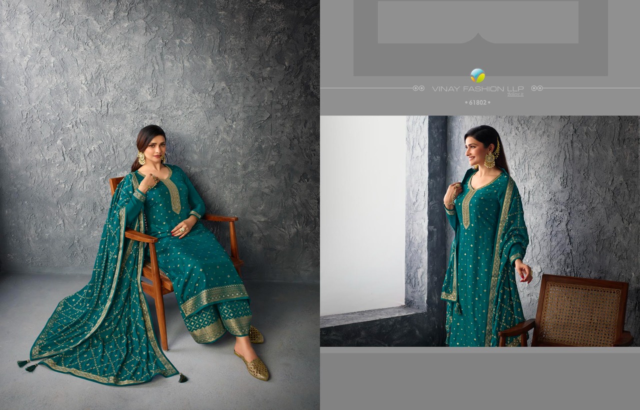 vinay fashion kaseesh glazze 2 dola jacouard festive look salwar suit catalog