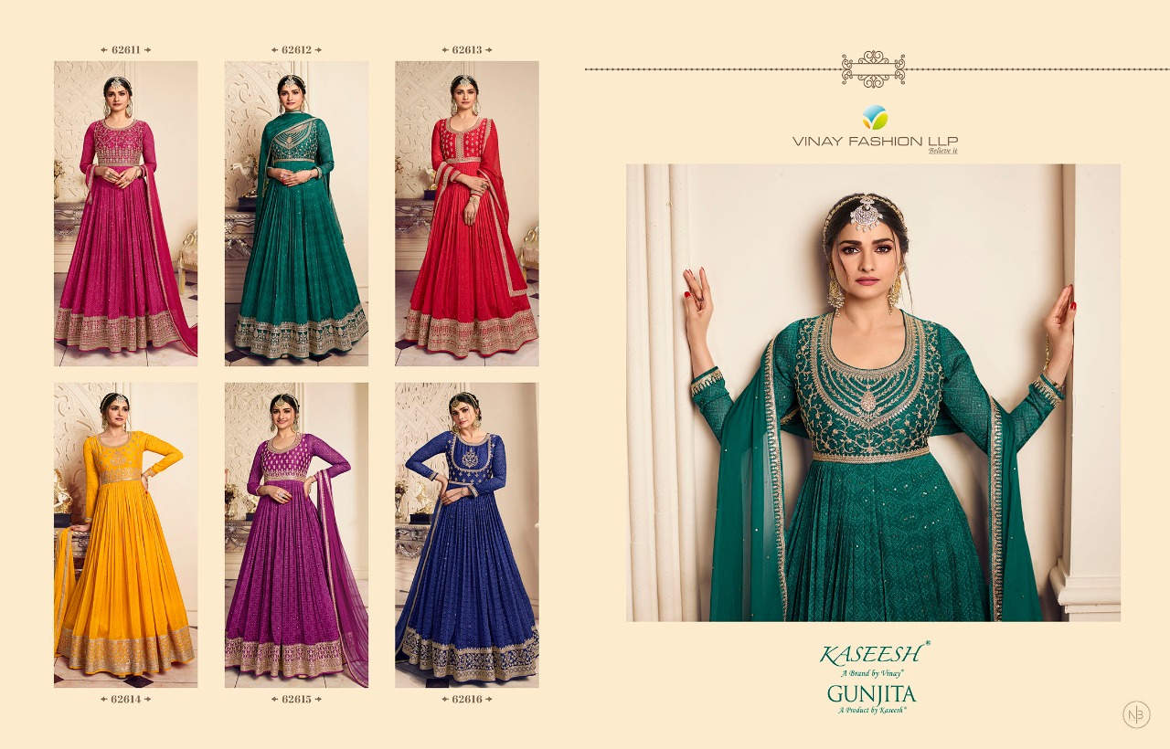 vinay fashion kaseesh gunjita chiffon festive look top with dupatta catalog