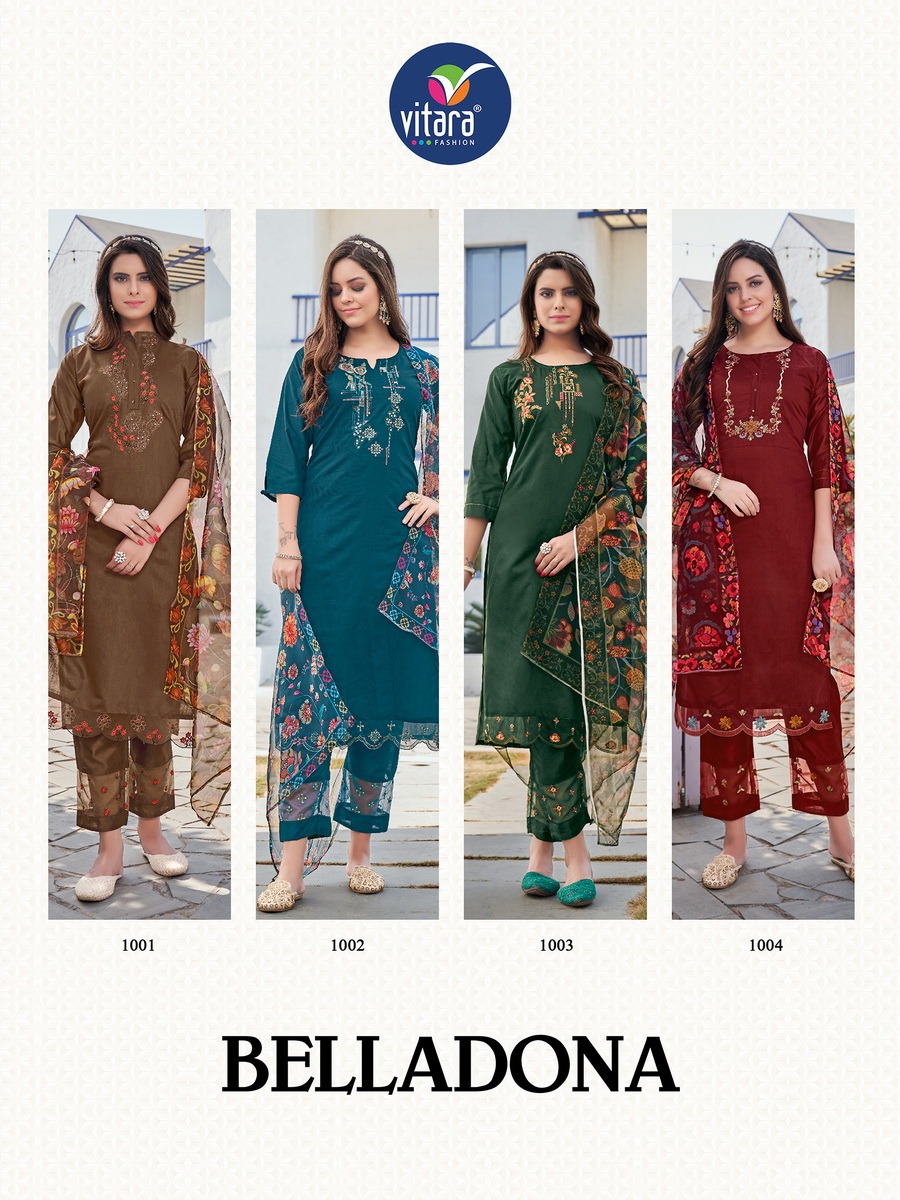 vitara fashion belldona silk elegant top pent with dupatta catalog