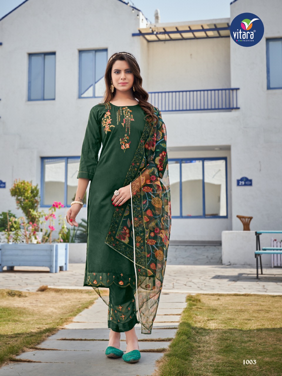 vitara fashion belldona silk elegant top pent with dupatta catalog