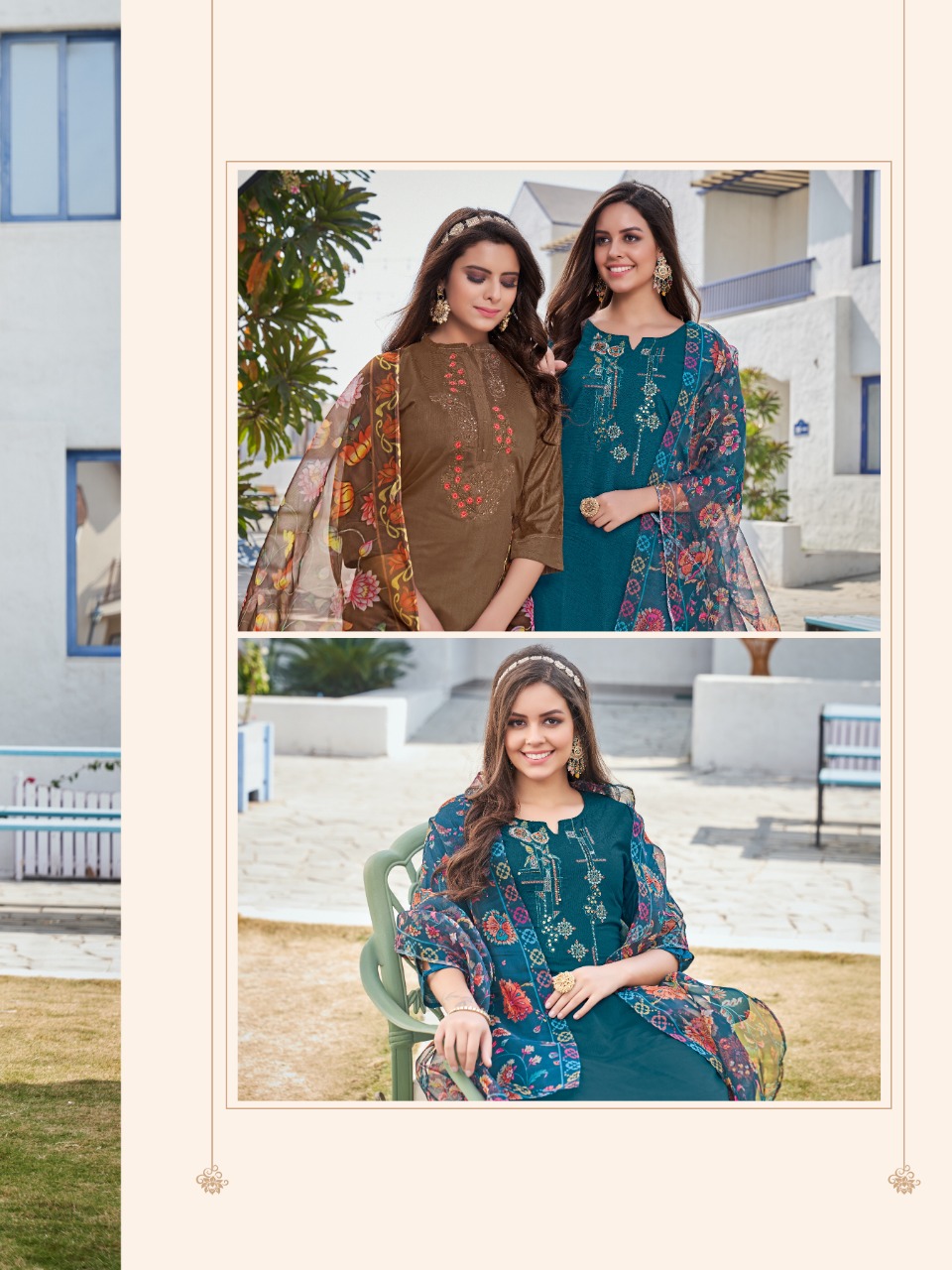 vitara fashion belldona silk elegant top pent with dupatta catalog