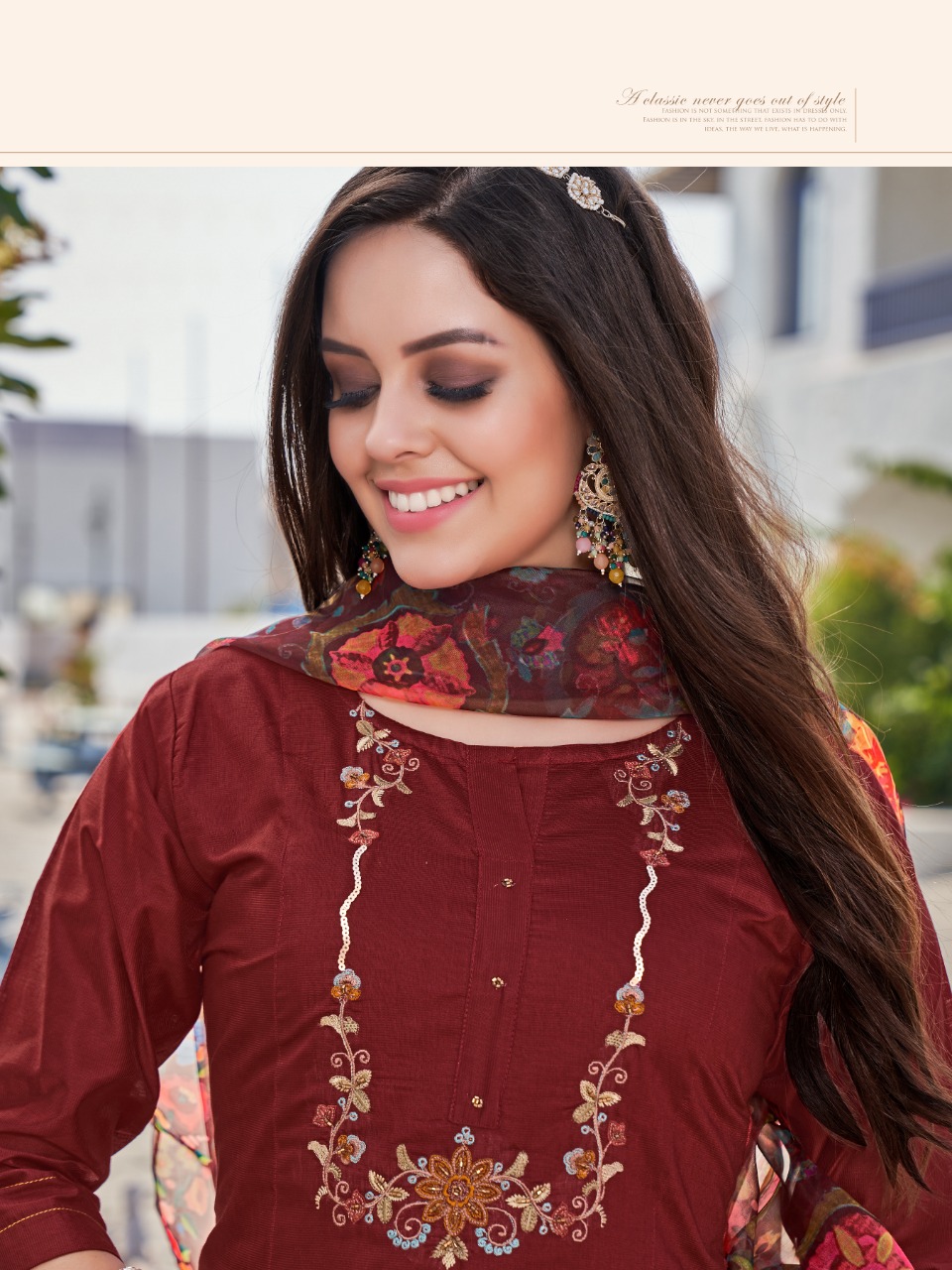 vitara fashion belldona silk elegant top pent with dupatta catalog