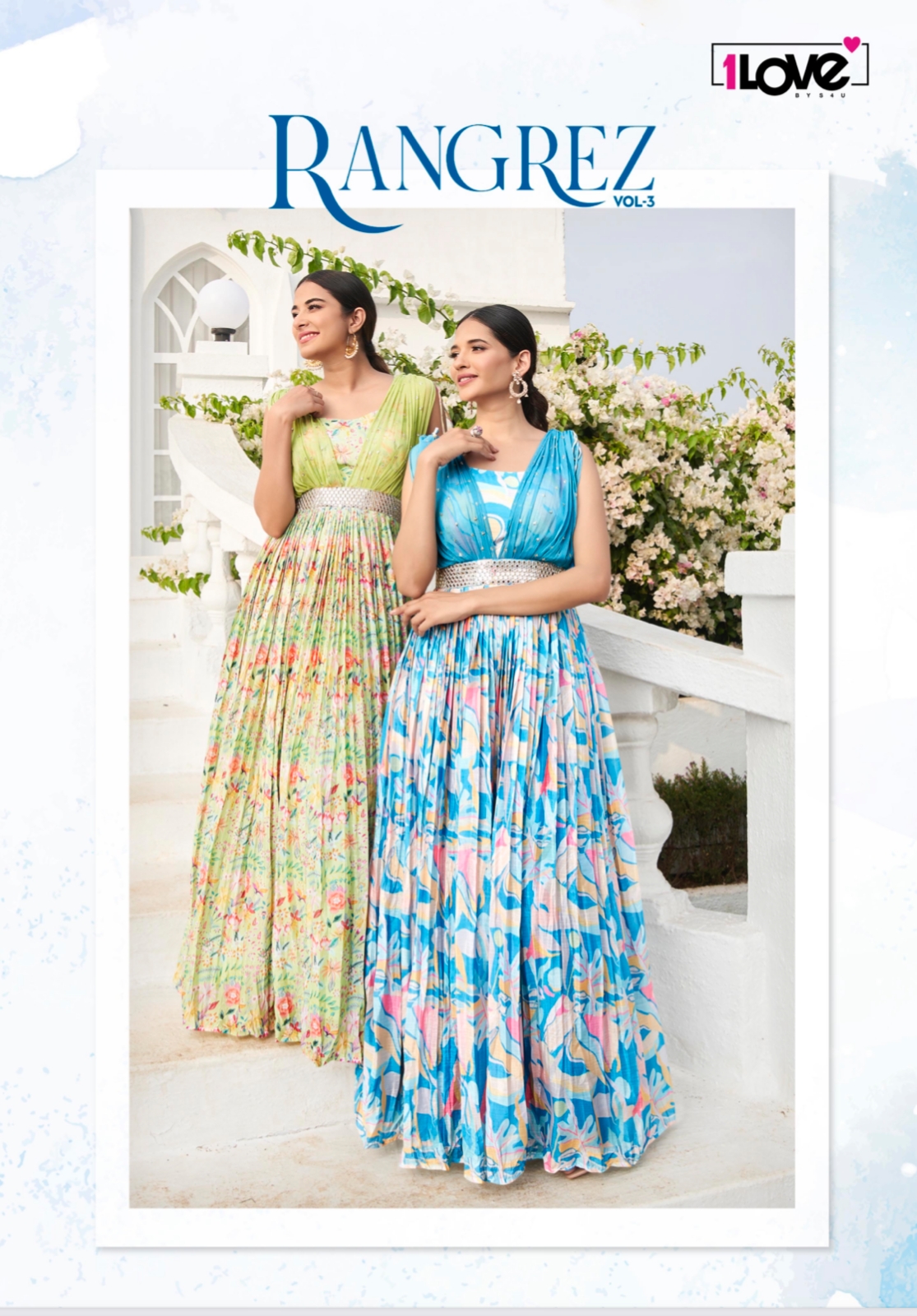 s4u rangrez vol 3 chinnon elegant look indo western catalog