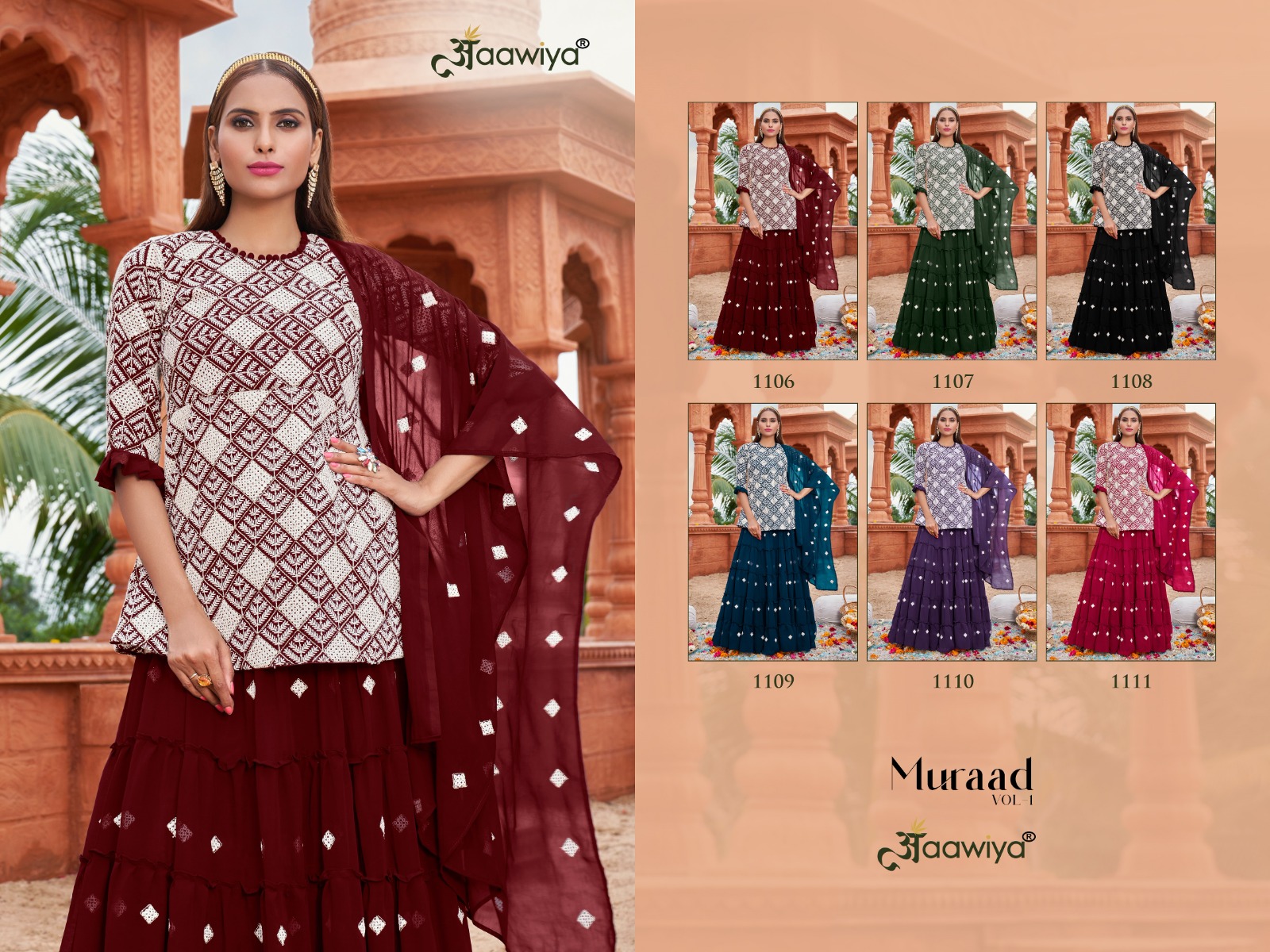 aawiya official muraad vol 1 georgette gorgeous look lehngha catalog