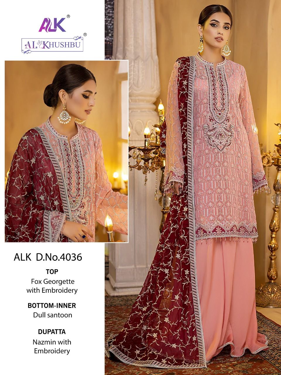 al khushbu adan libas vol 1 d no 4034 to 4038 georgette decent look salwar suit catalog