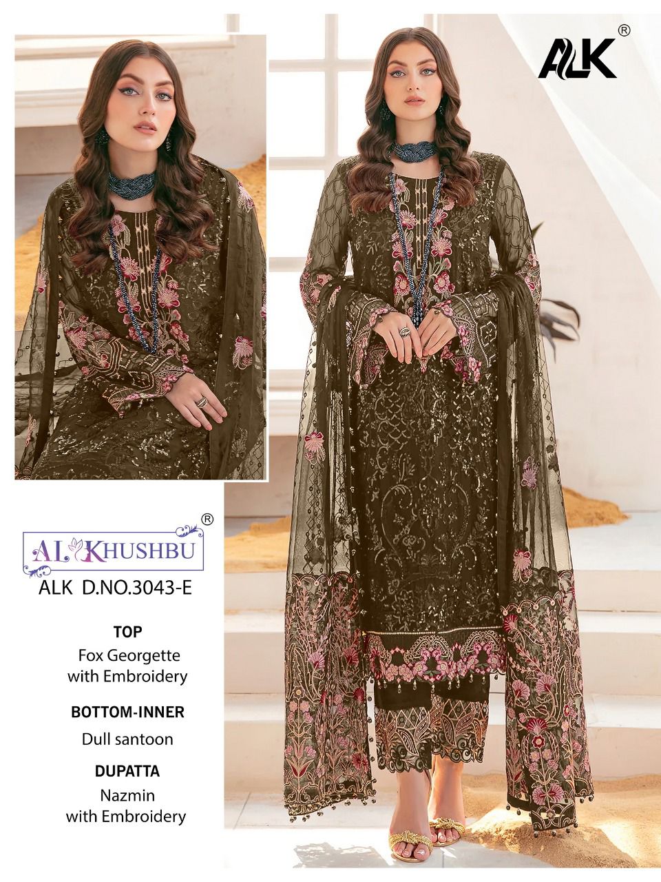 al khushbu alk D NO 3043 e f g h georgette elegant salwar suit catalog